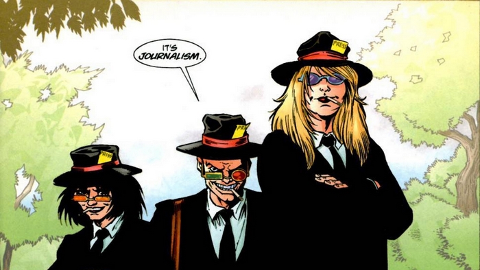 Spider Jerusalem and two journalists