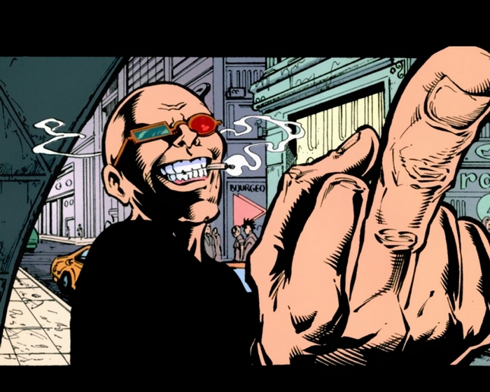 Spider Jerusalem smoking a cigarette