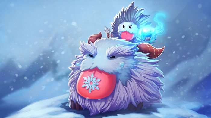 Nunu and Willump from League of Legends in snow