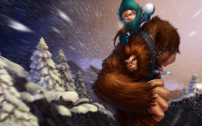 Nunu and Willump from League of Legends in winter