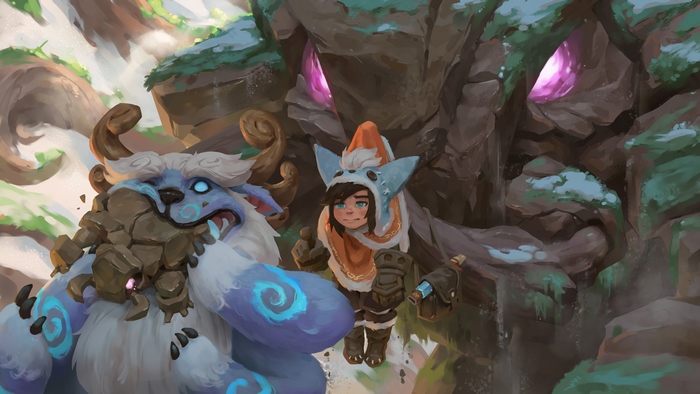 Nunu and Willump from League of Legends in a snowy cave