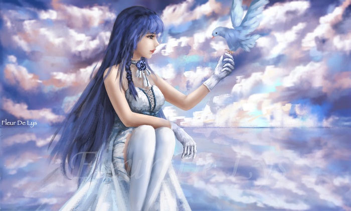Raiden Mei with a dove