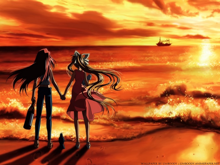Haruko Kamio holding hands at sunset