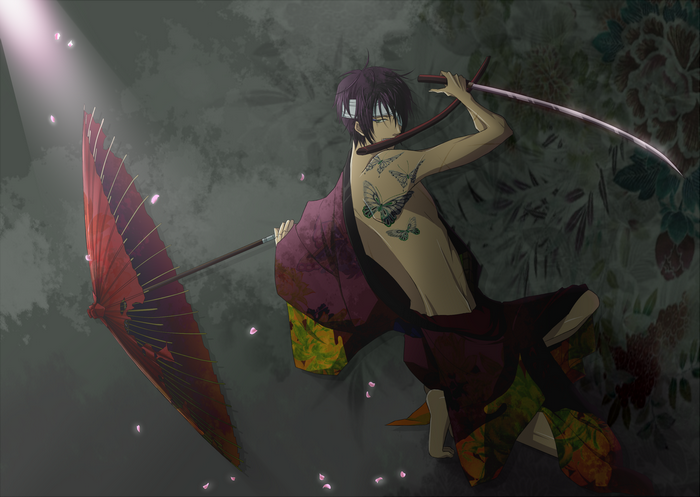 Takasugi Shinsuke with butterflies tattoo