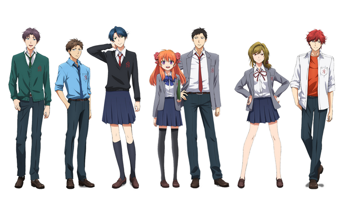 Anime characters in school uniforms