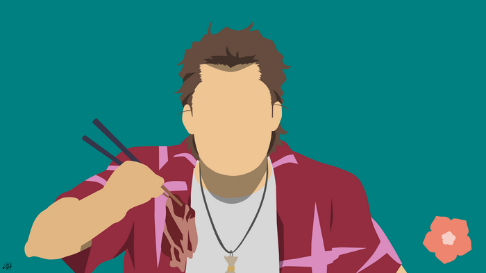 Tetsudou Hisakawa eating meat with chopsticks