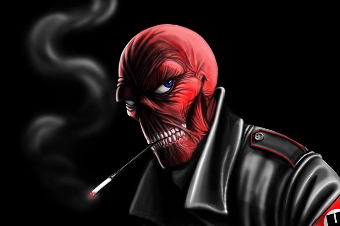 Red Skull smoking a cigarette