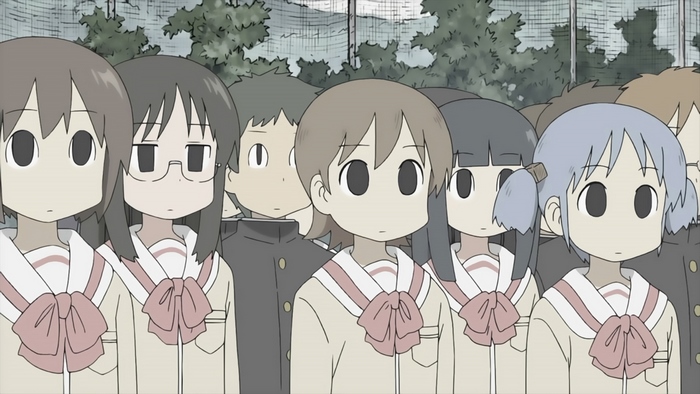 Mio Naganohara and friends in school uniforms