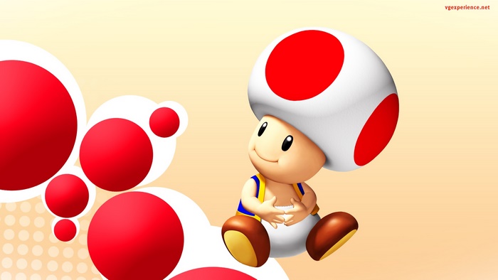 Toad from Super Mario with red circles