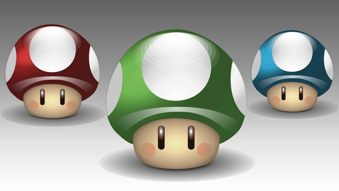 Three Super Mario Mushrooms