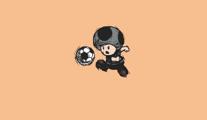 Toad from Super Mario playing soccer