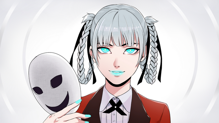Kirari Momobami from Kakegurui holding a mask