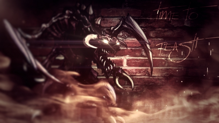 Chogath from League of Legends on brick wall