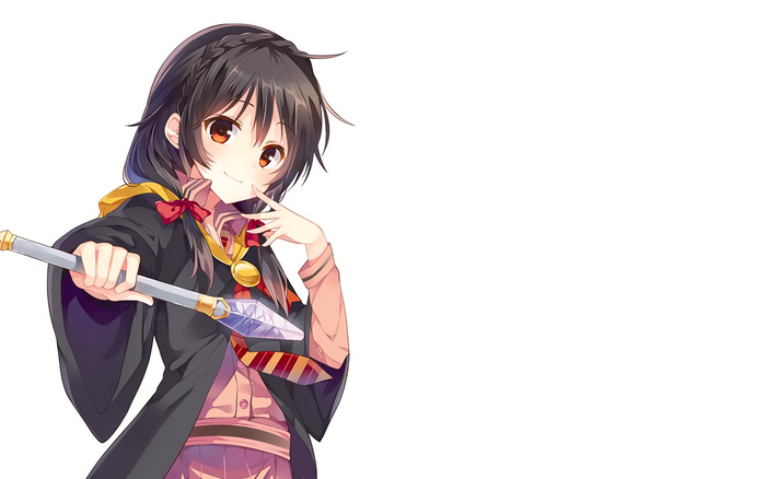 Yunyun from KonoSuba holding a staff