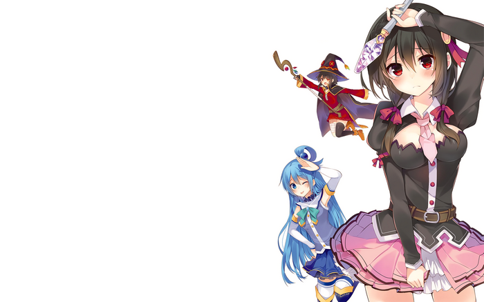 Megumin, Aqua, and Yunyun from KonoSuba