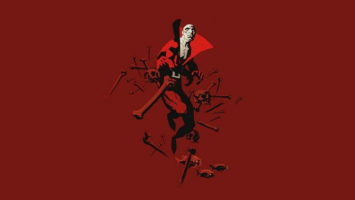 Deadman surrounded by bones and skulls