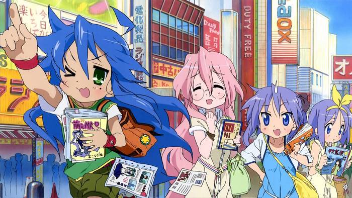 Lucky Star characters in Akihabara