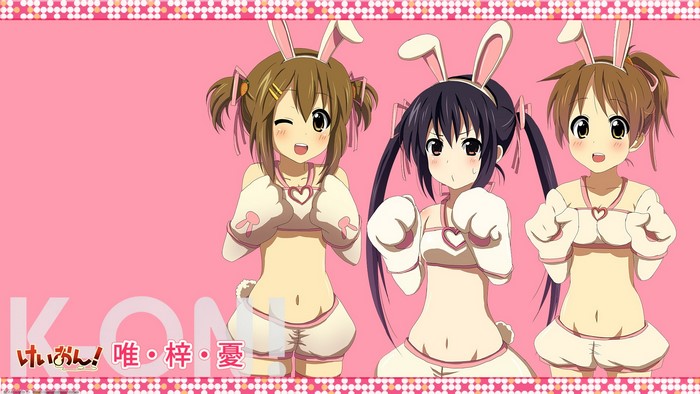 Ui Hirasawa and friends in bunny outfits