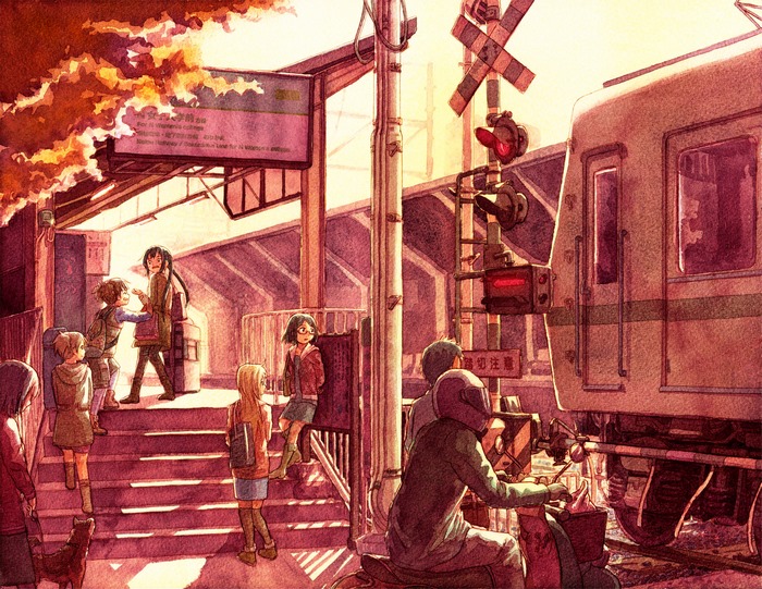 Ui Hirasawa at a Train Station