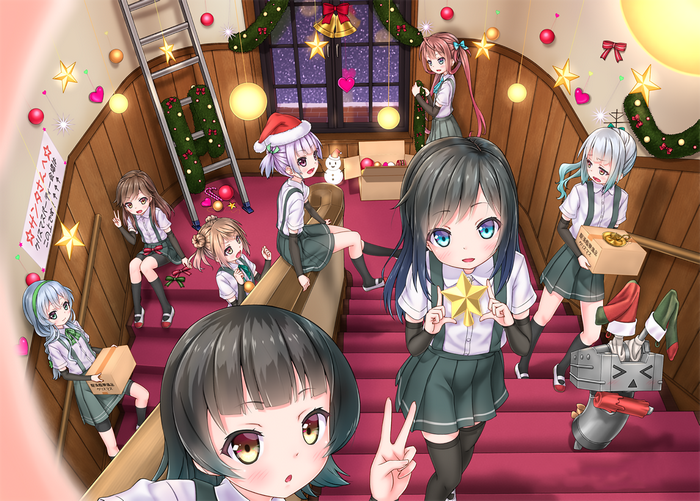 Rensouhou-chan and friends decorating for Christmas