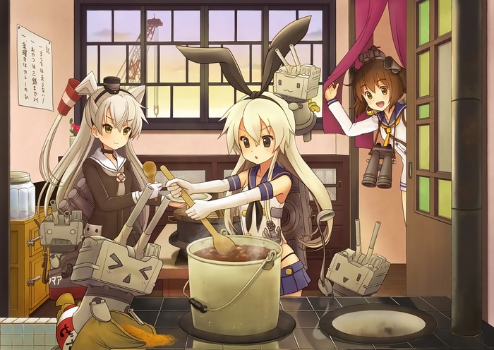 Girls cooking curry from Kantai Collection