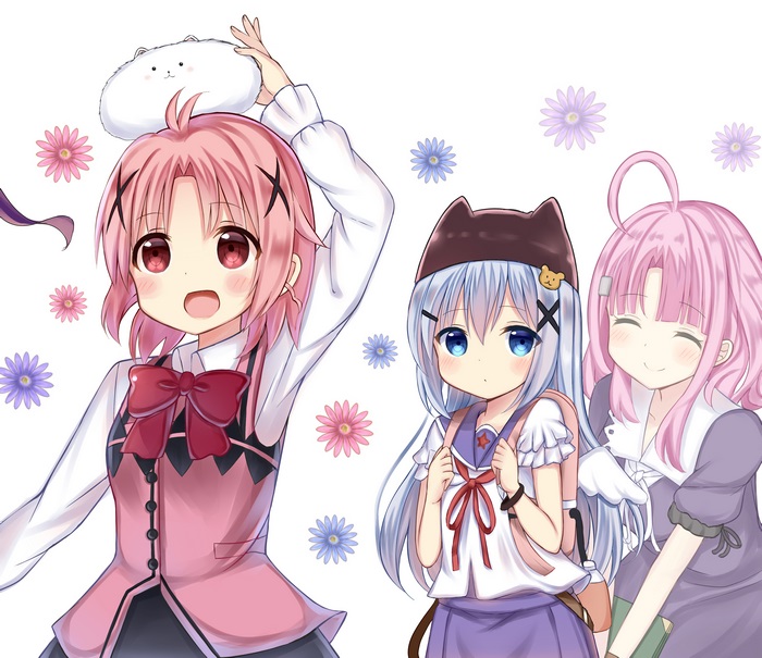 3 girls with flowers