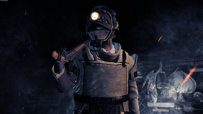 Chains from Payday holding a weapon
