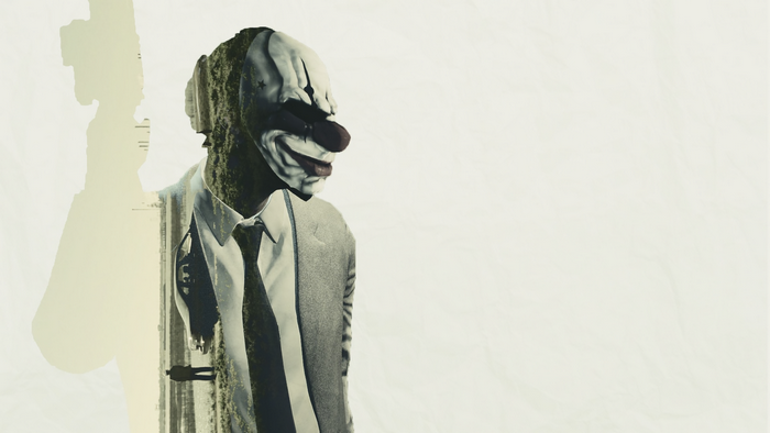 Chains from Payday wearing a clown mask