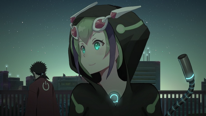 Mira Yurizaki looking at the night sky