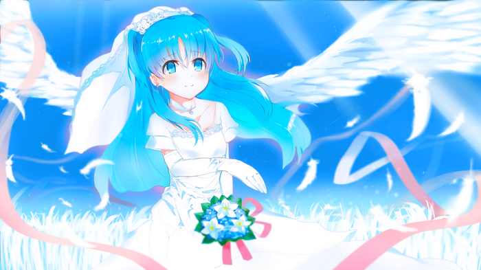 Chtholly Nota Seniorious in Wedding Dress with Wings