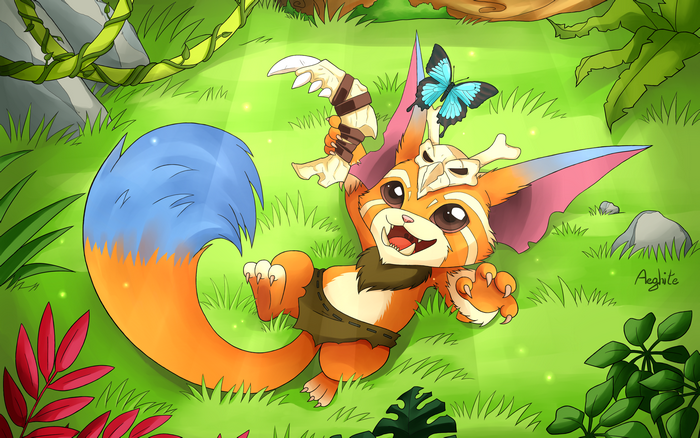 Gnar from League of Legends in a forest