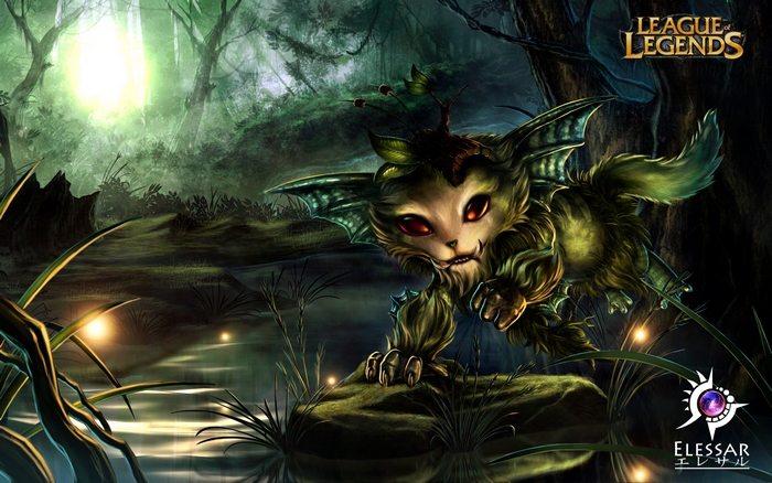 Gnar from League of Legends in a swamp