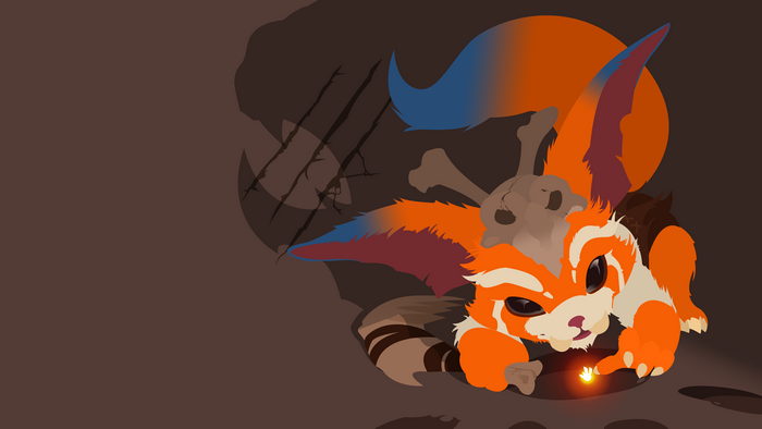 Gnar from League of Legends in a cave
