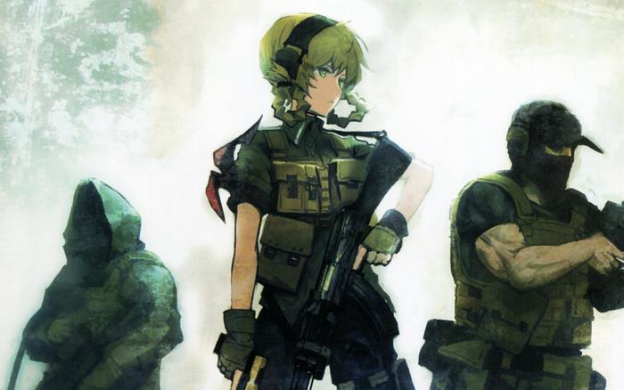 Suzuha Amane and allies in military gear