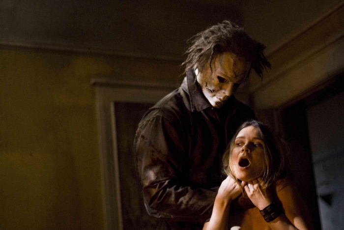 Michael Myers choking a woman