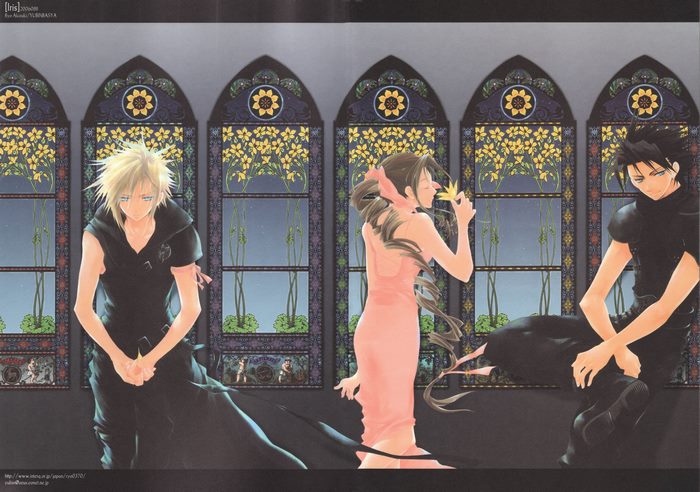 Cloud, Aerith, and Zack from Final Fantasy VII