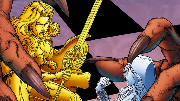Lady Death with Golden Sword and Silver Armor