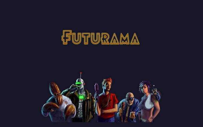 Futurama characters with Futurama logo