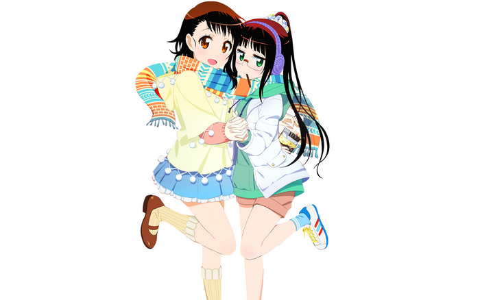 Two anime girls with scarves
