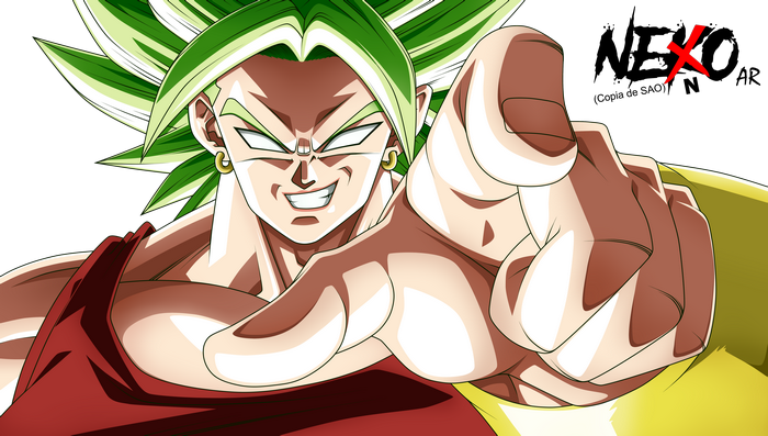 Kale from Dragon Ball pointing forward