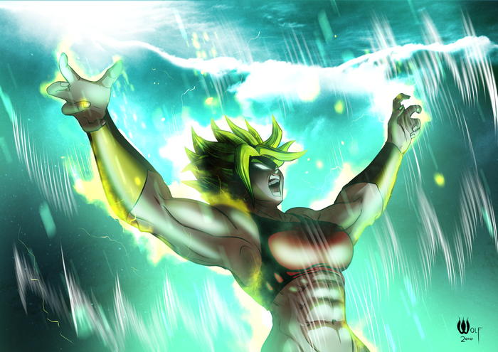 Kale from Dragon Ball Super powering up