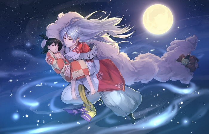 Sesshomaru from InuYasha carrying a child