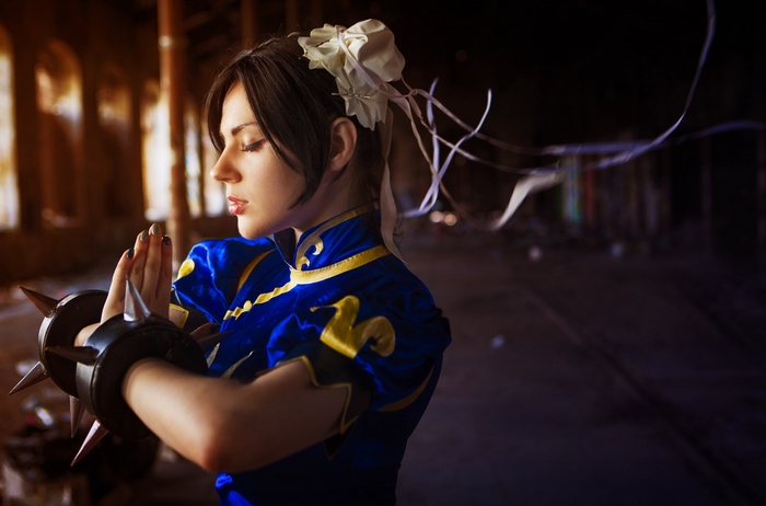 Chun-Li from Street Fighter with spiked armbands