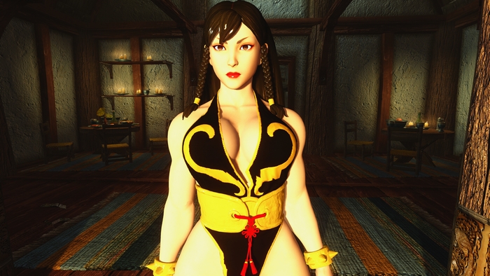Chun-Li from Street Fighter in a room