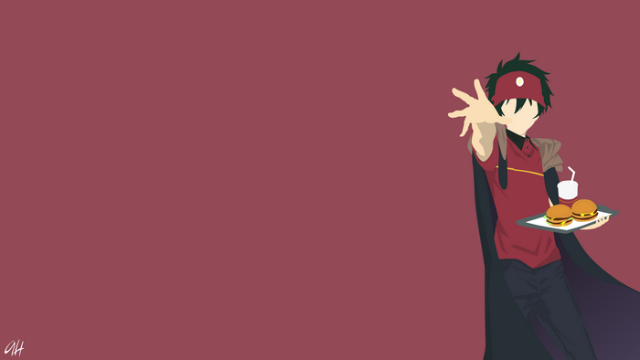 Sadao Maou holding a tray of food