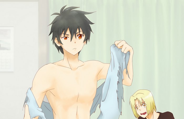 Sadao Maou Removing Torn Shirt