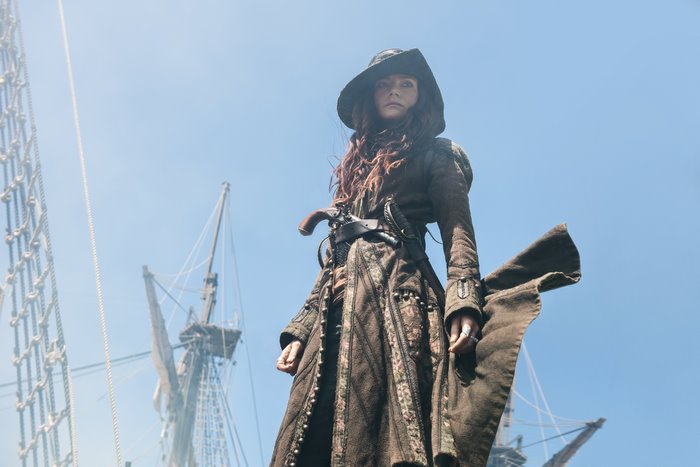 Anne Bonny from Black Sails on a ship