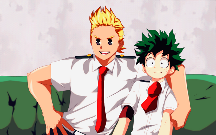 Mirio Togata and Izuku Midoriya from My Hero Academia