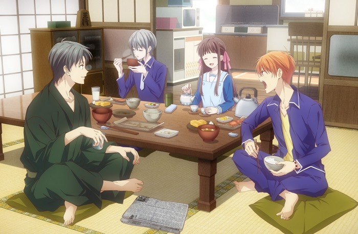 Fruits Basket Kyo Sohma and friends eating breakfast