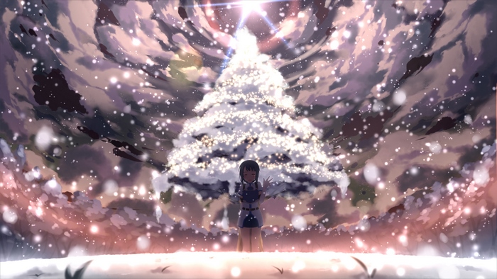 Sachi from Sword Art Online in a snowy forest